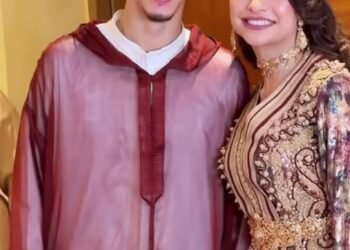 الدولي المغربي ياسر الزبيري يحتفل بزفافه على فرح الخليفي المنحدرة من الحسيمة .