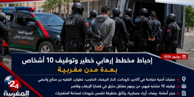 عاجل |من بينها دار ولد زيدوح ، المكتب المركزي للأبحاث القضائية يُحبط مخططًا إرهابيًا خطيرًا ويُوقف 10 مشتبه فيهم بعدة مدن مغربية ،،،